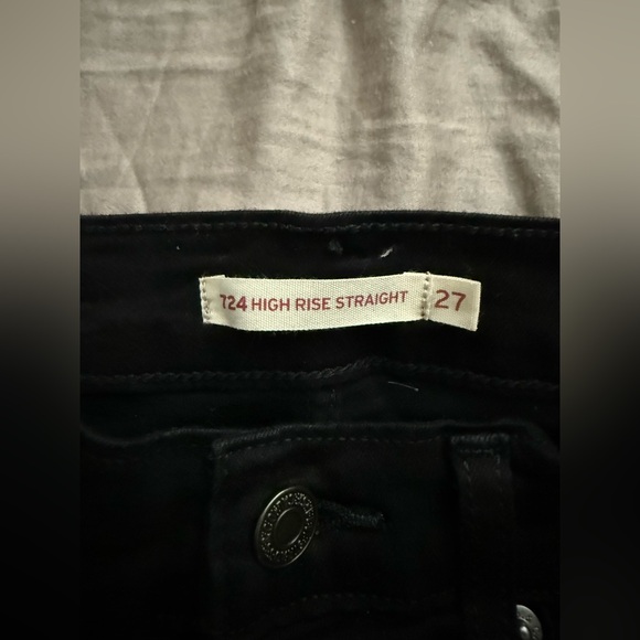 Levi’s 724 high rise straight black jeans, size 27 x 28 - Picture 3 of 5